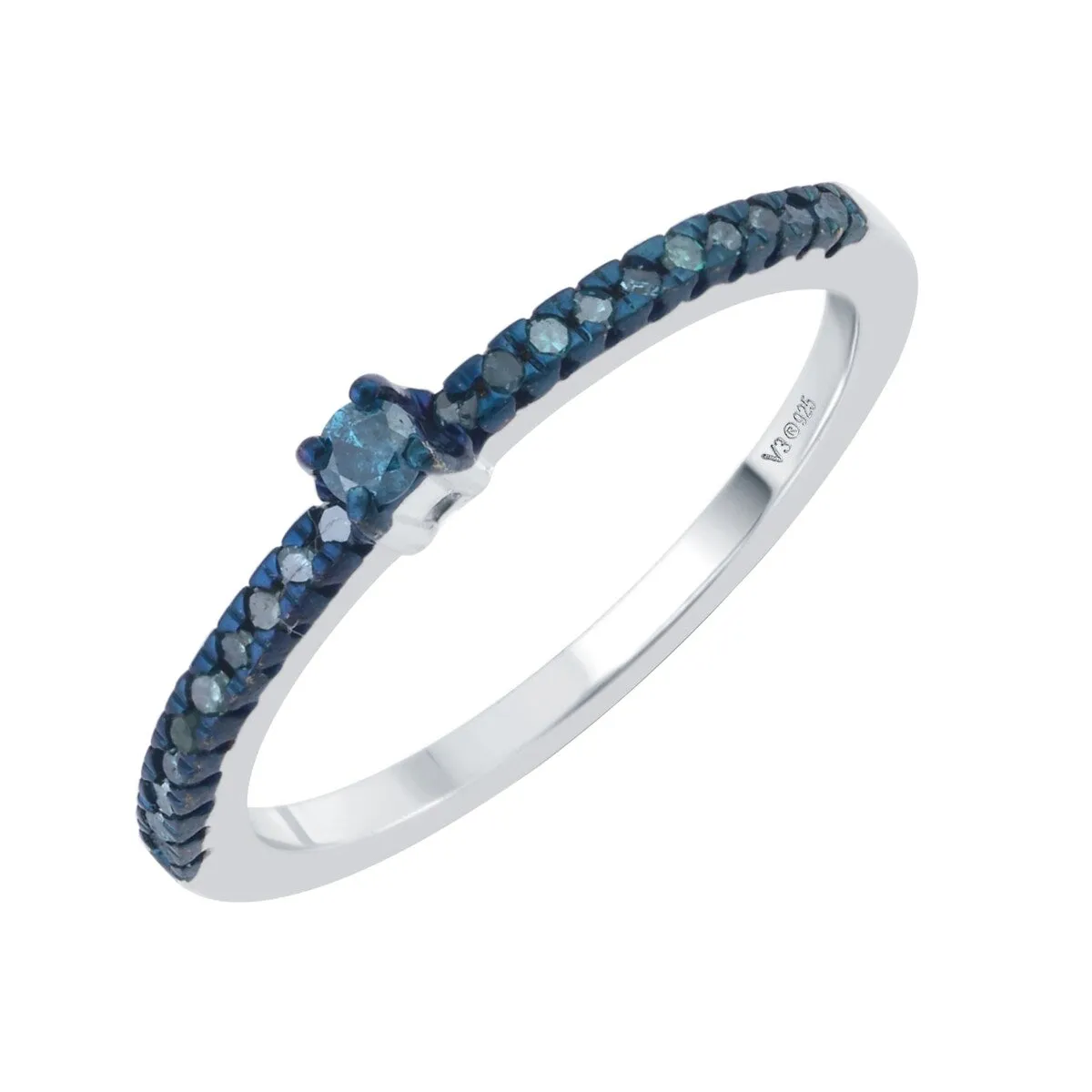 Sterling Silver Natural Blue Diamond Stackable Band Ring sold by Zulily product image thumbnail 2
