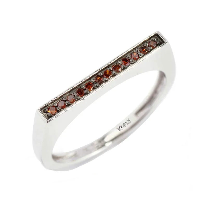 Red Diamond Sterling Silver Flat Top Stackable Ring sold by Zulily