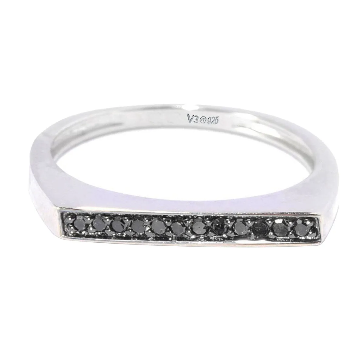 Black Diamond Sterling Silver Flat Top Stackable Ring sold by Zulily product image thumbnail 2