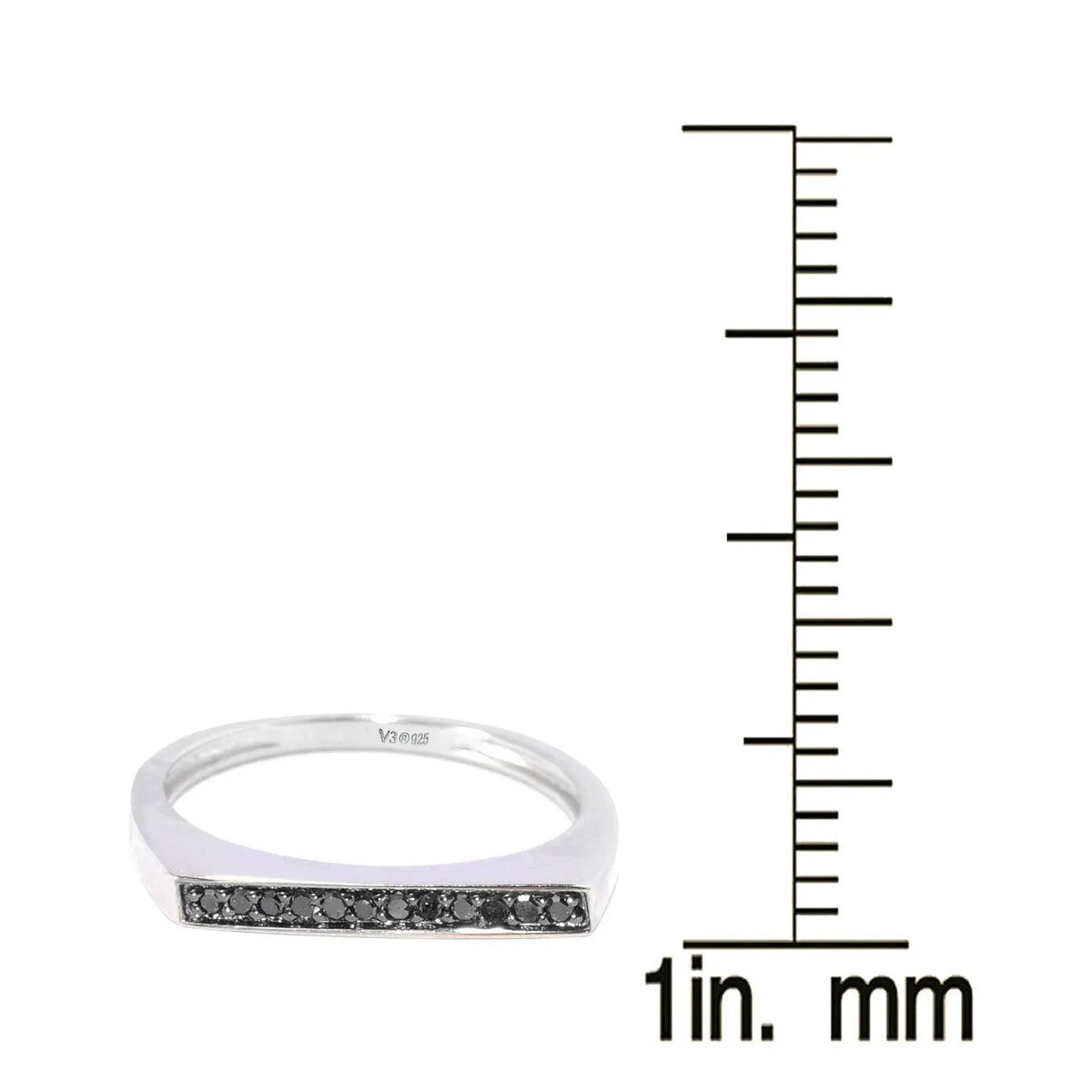 Black Diamond Sterling Silver Flat Top Stackable Ring sold by Zulily product image thumbnail 3