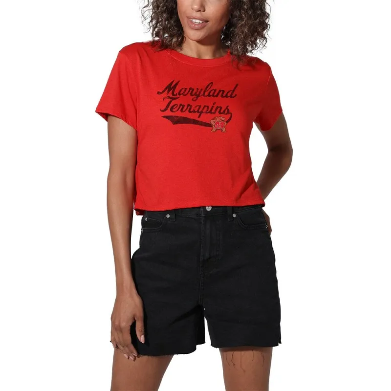University of Maryland Vintage Script Women's Crop Top T Shirt sold by Zulily