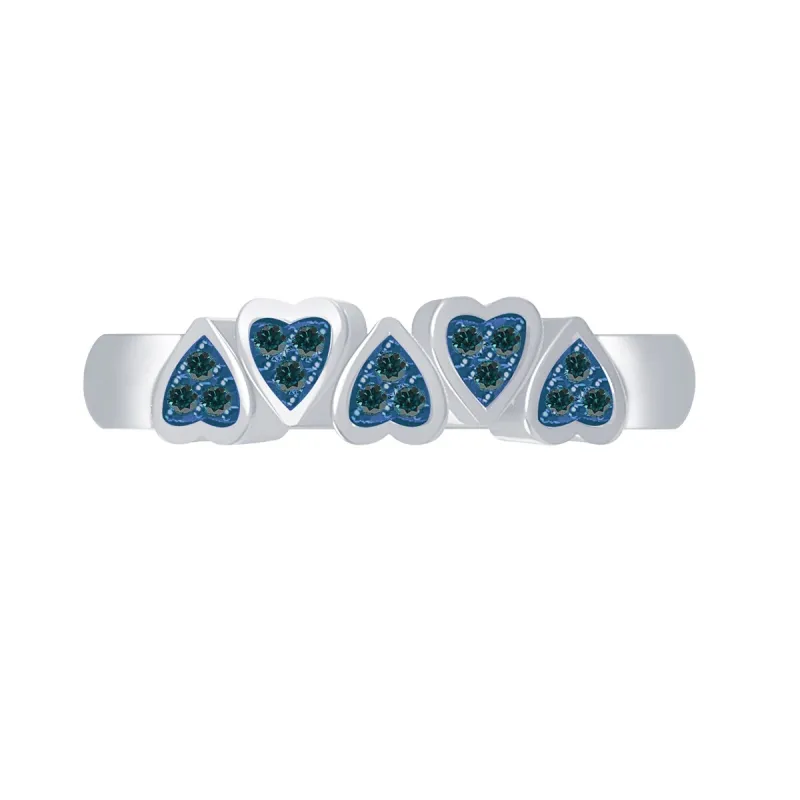 Sterling Silver Narural Blue Diamond Heart Shape Band Ring sold by Zulily