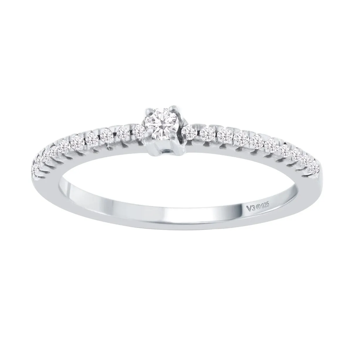 Sterling Silver with Natural White Diamond Stackable Band Ring sold by Zulily