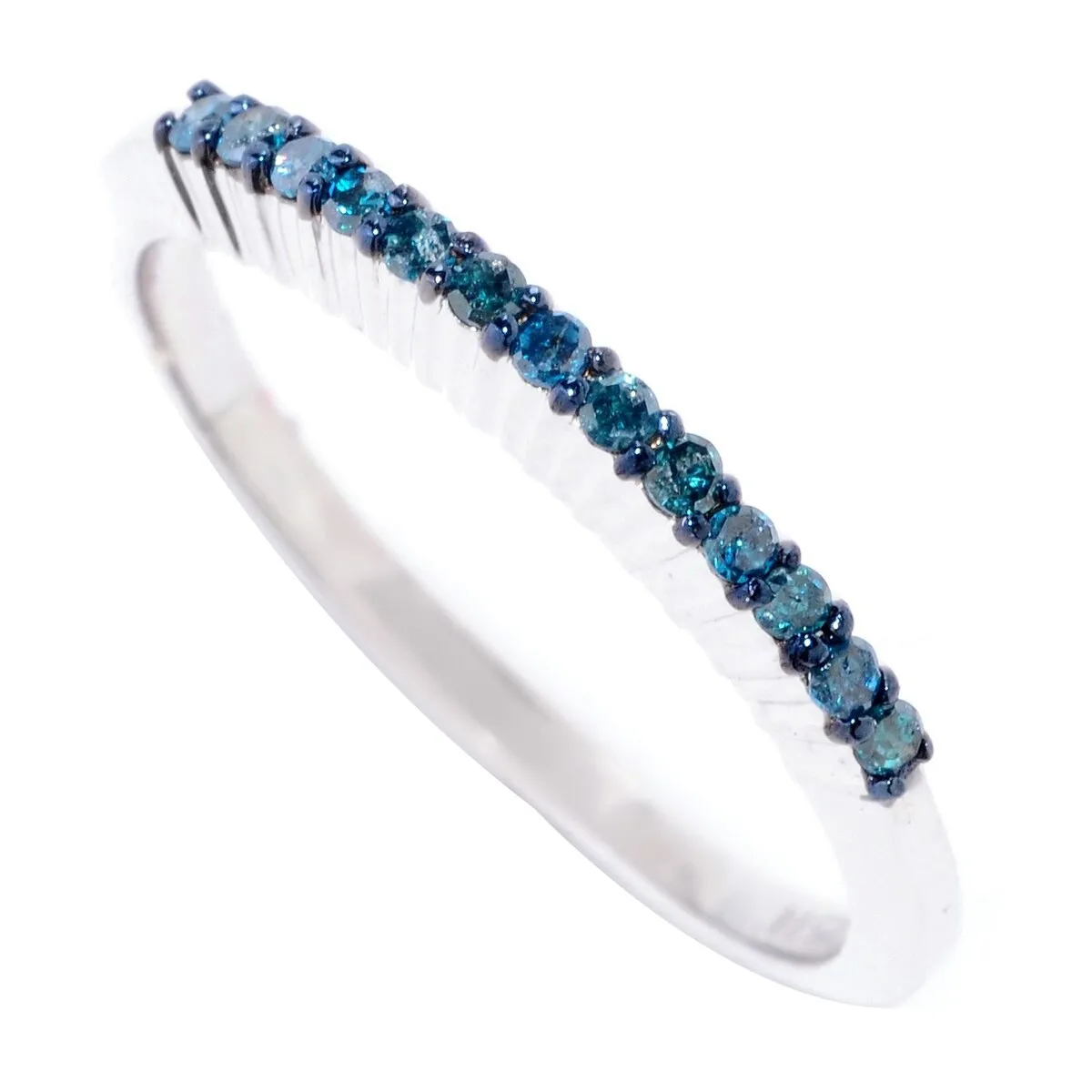 Natural Blue Diamond Sterling Silver Stackable Band Ring sold by Zulily