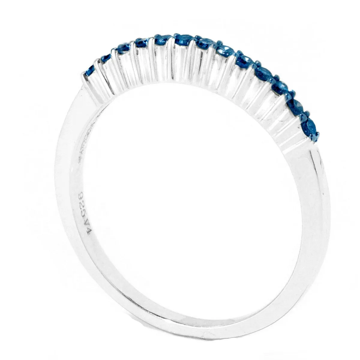 Natural Blue Diamond Sterling Silver Stackable Band Ring sold by Zulily product image thumbnail 2