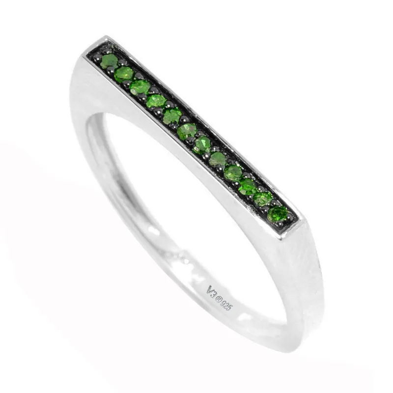 Green Diamond Sterling Silver Flat Top Stackable Ring sold by Zulily