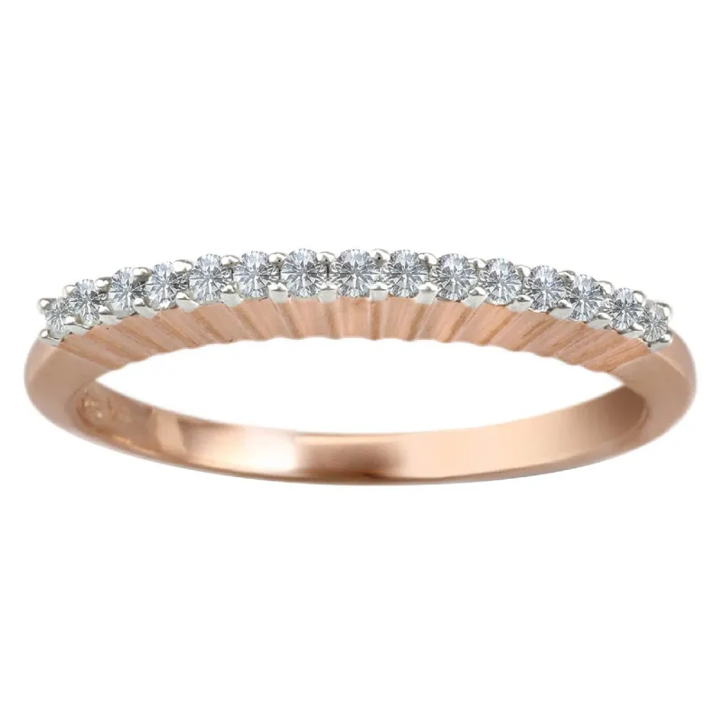 Rose Gold Over Sterling Silver Genuine White Diamond Band Ring sold by Zulily