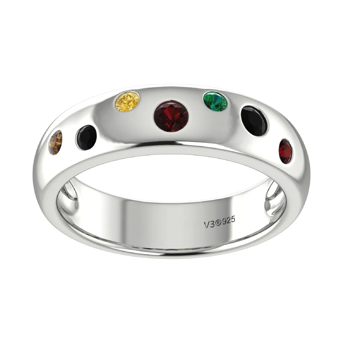 Sterling Silver Natural Multi Diamond Band Ring sold by Zulily