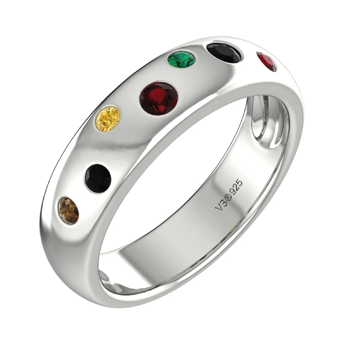 Sterling Silver Natural Multi Diamond Band Ring sold by Zulily product image thumbnail 2