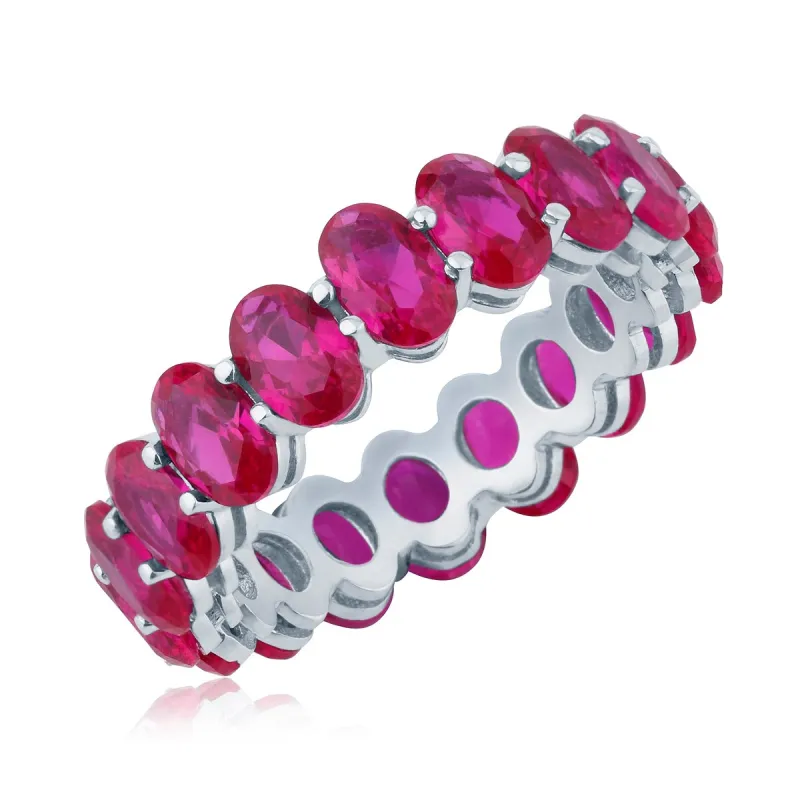Ruby Sterling Silver Oval-Cut Eternity Band Ring sold by Zulily