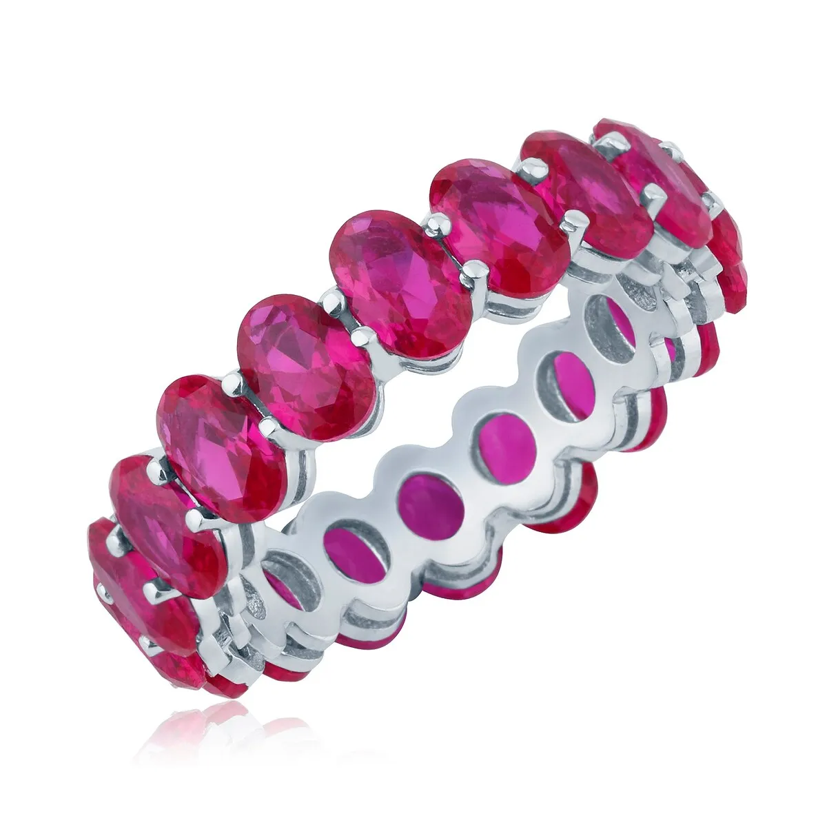 Ruby Sterling Silver Oval-Cut Eternity Band Ring sold by Zulily