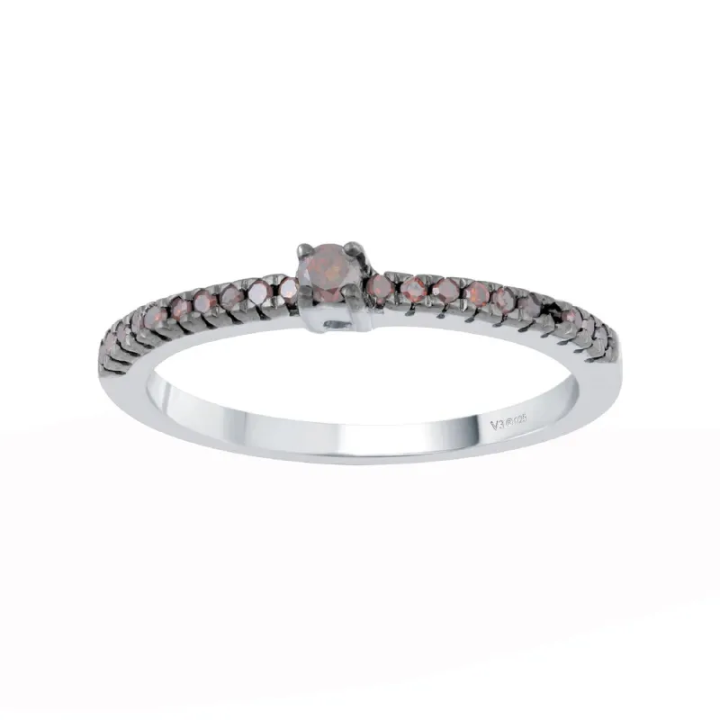 Sterling Silver Genuine Red Diamond Stackable Band Ring sold by Zulily