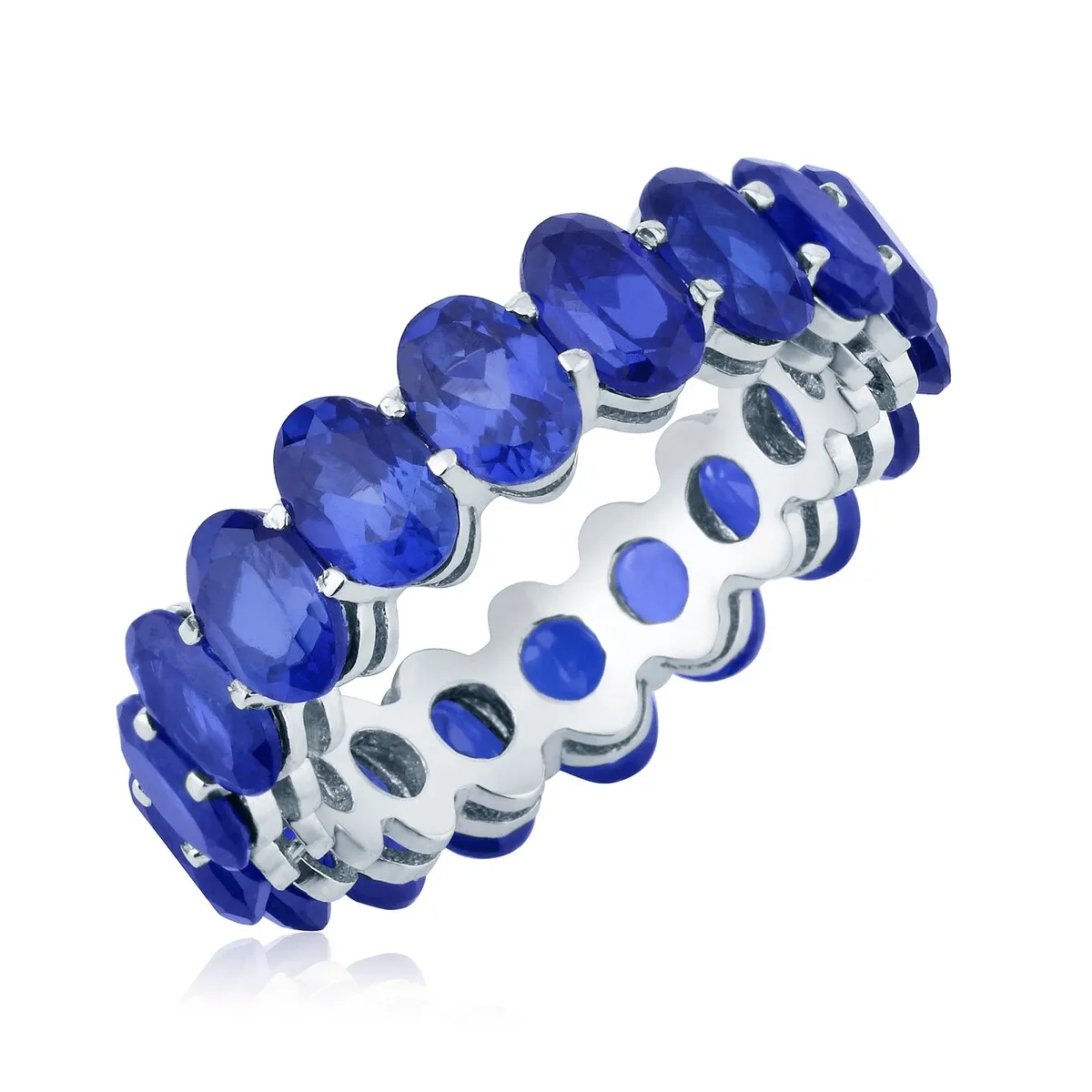 Blue Sapphire Sterling Silver Oval-Cut Eternity Band Ring sold by Zulily product image thumbnail 2