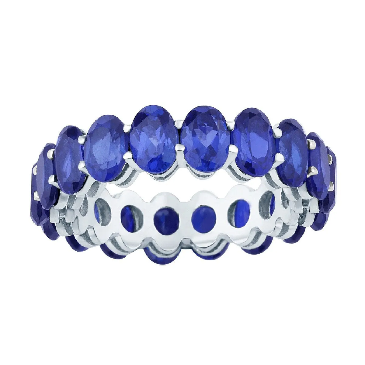 Blue Sapphire Sterling Silver Oval-Cut Eternity Band Ring sold by Zulily product image thumbnail 3