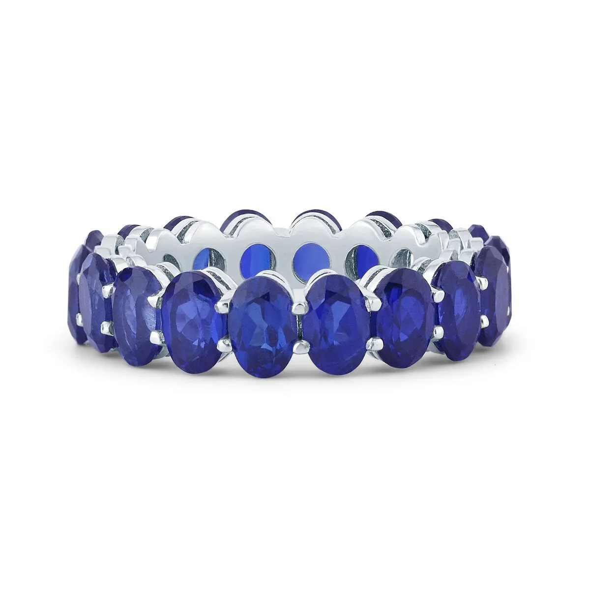 Blue Sapphire Sterling Silver Oval-Cut Eternity Band Ring sold by Zulily