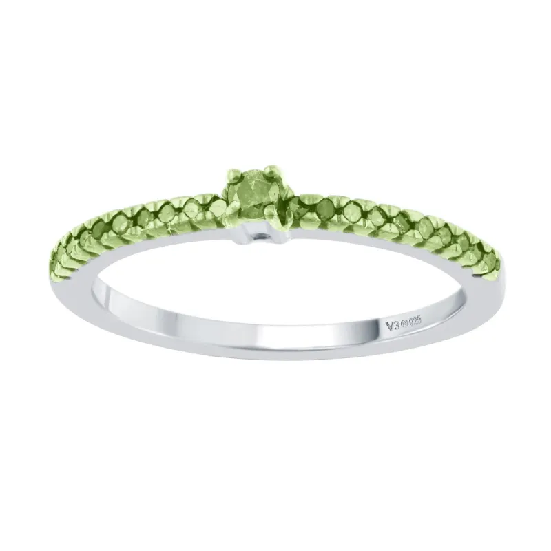 Sterling Silver with Natural Green Diamond Stackable Band Ring sold by Zulily