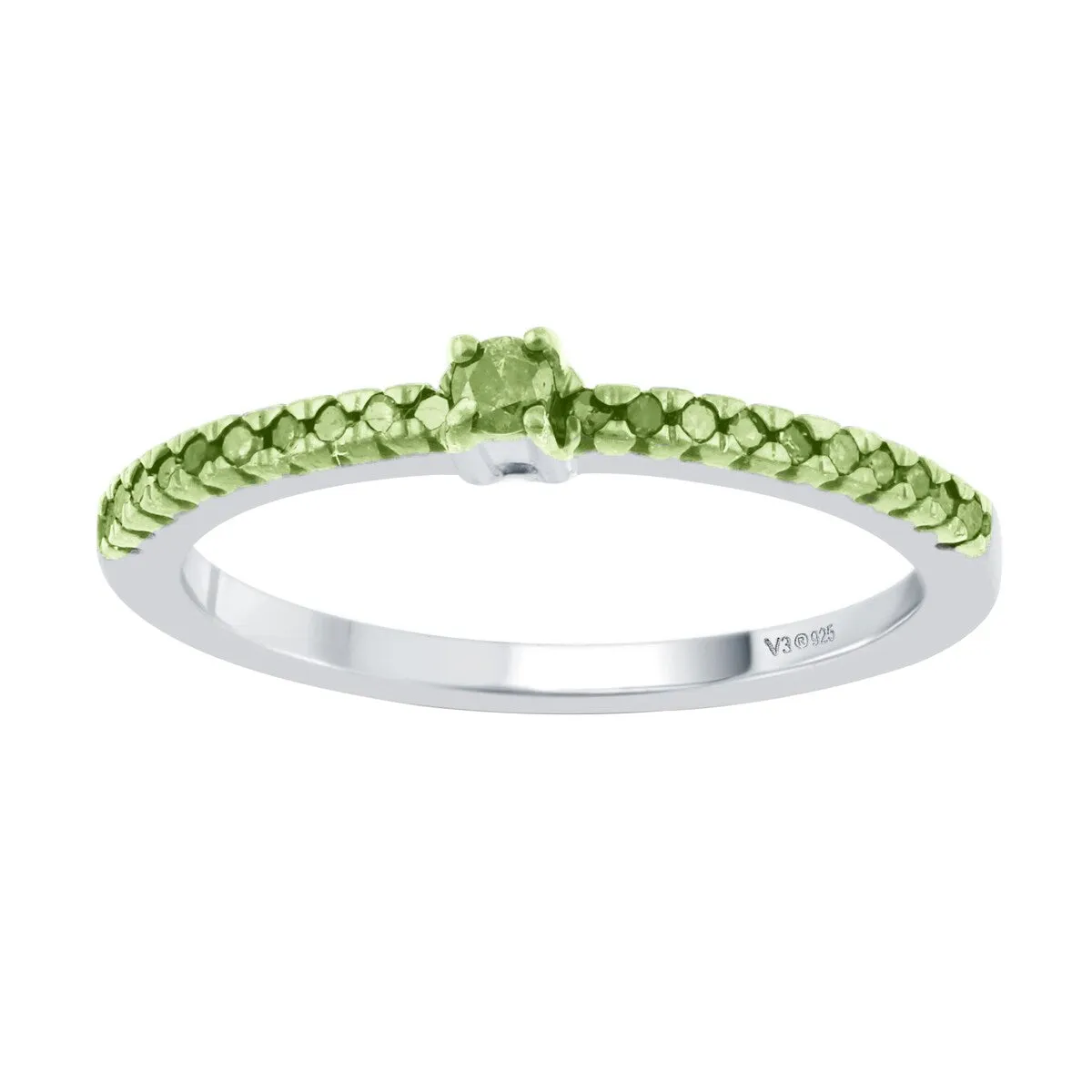 Sterling Silver with Natural Green Diamond Stackable Band Ring sold by Zulily