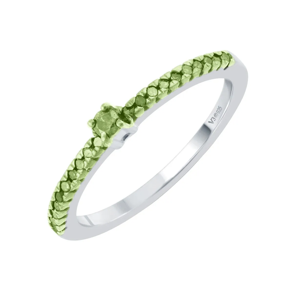 Sterling Silver with Natural Green Diamond Stackable Band Ring sold by Zulily product image thumbnail 2