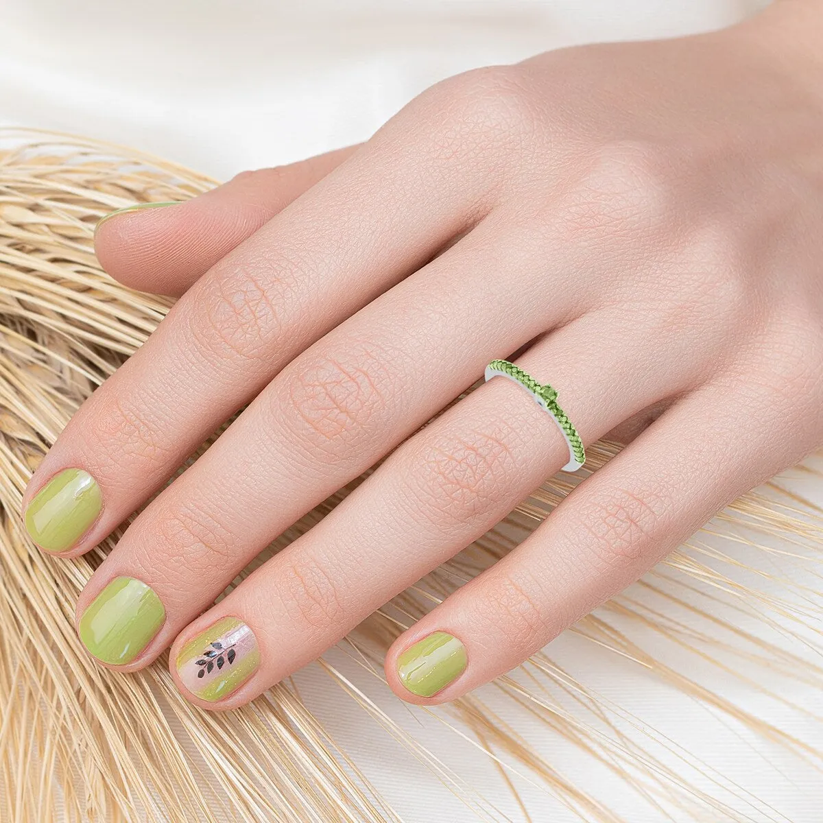 Sterling Silver with Natural Green Diamond Stackable Band Ring sold by Zulily product image thumbnail 5