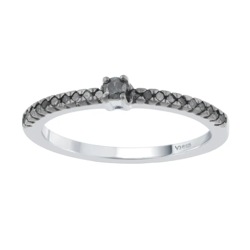Sterling Silver Natural Black Diamond Stackable Band Ring sold by Zulily