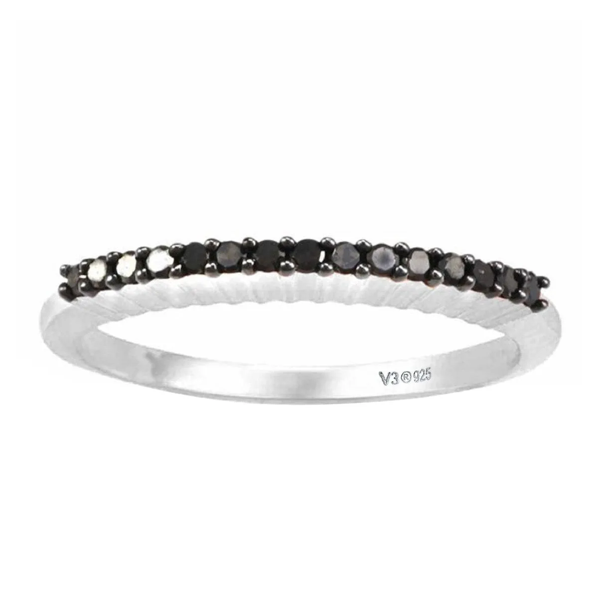 Black Diamond Sterling Silver Stackable Band Ring sold by Zulily