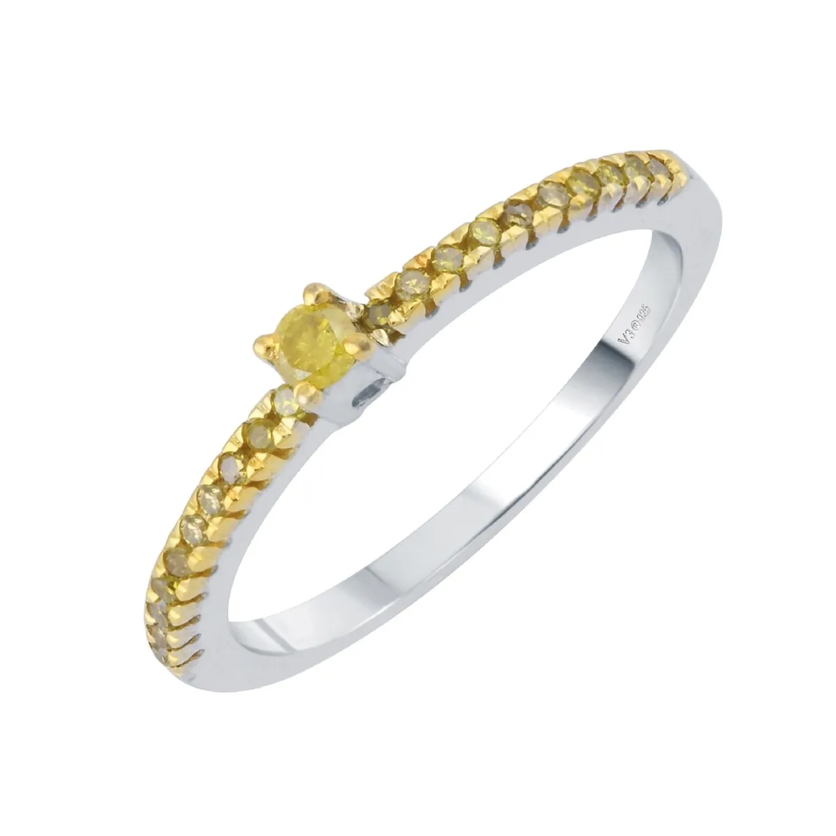 Sterling Silver Genuine Yellow Diamond Stackable Band Ring sold by Zulily product image thumbnail 2
