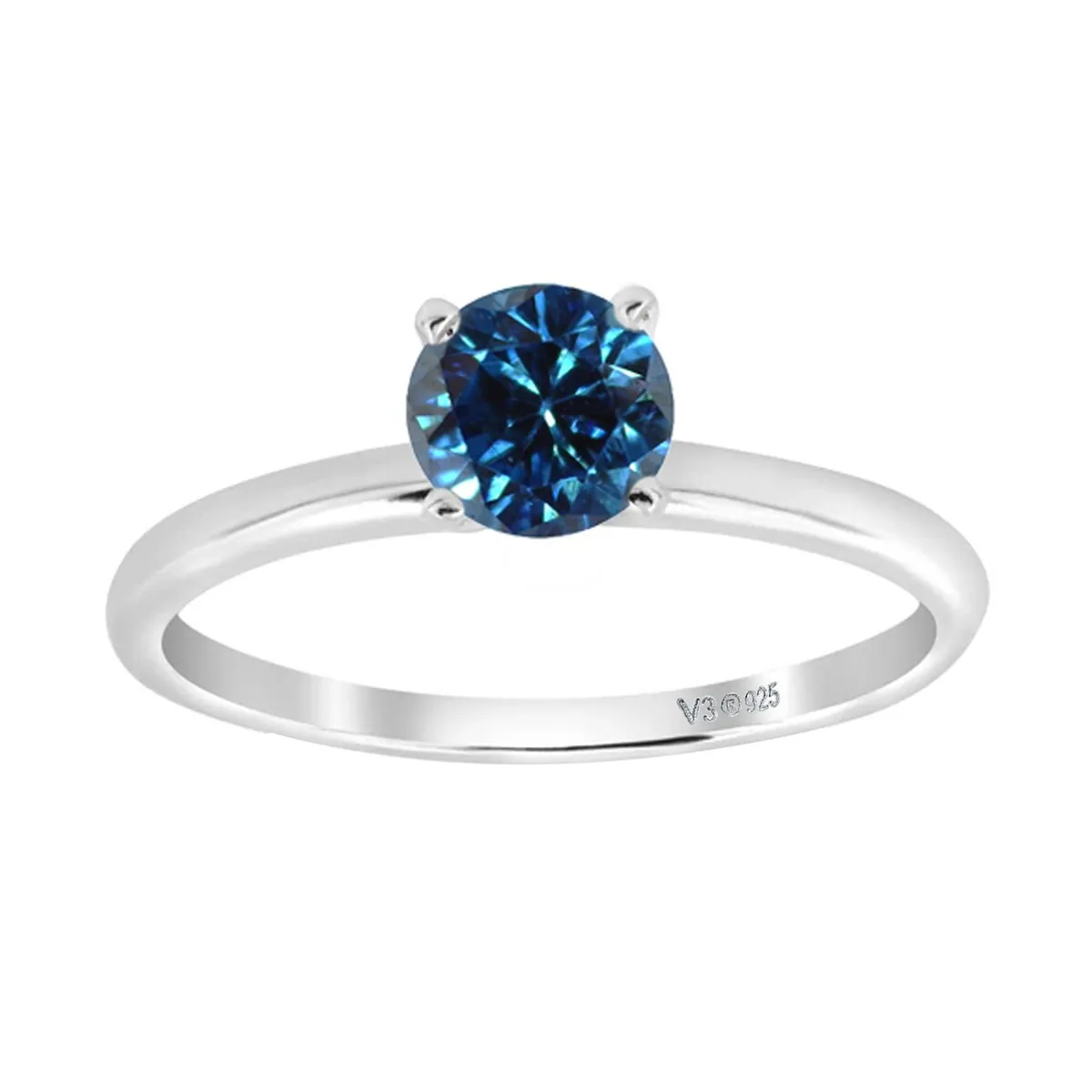 White Gold Natural Blue Diamond Solitaire Ring sold by Zulily