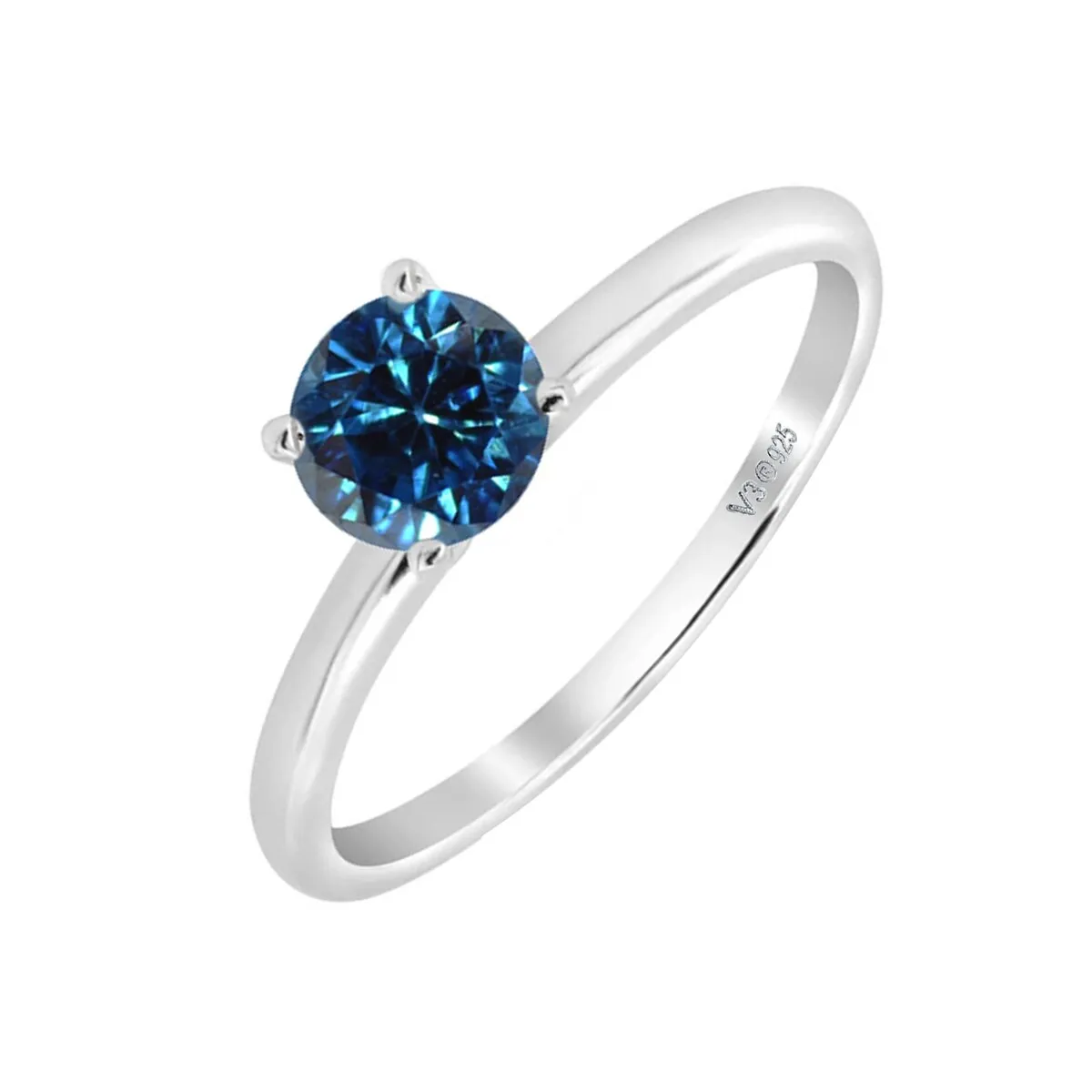 White Gold Natural Blue Diamond Solitaire Ring sold by Zulily product image thumbnail 2