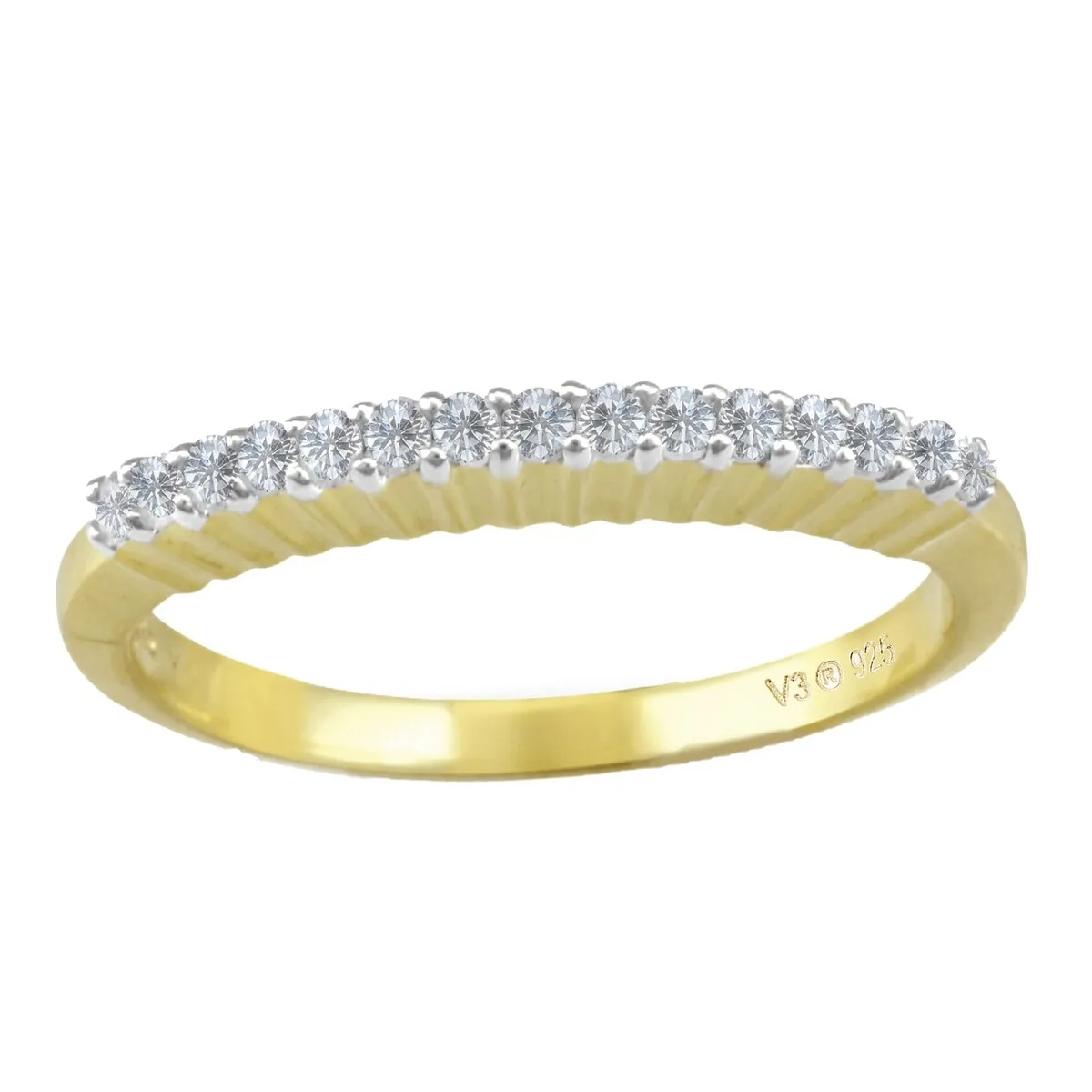 Gold Over Sterling Silver Natural White Diamond Band Ring sold by Zulily
