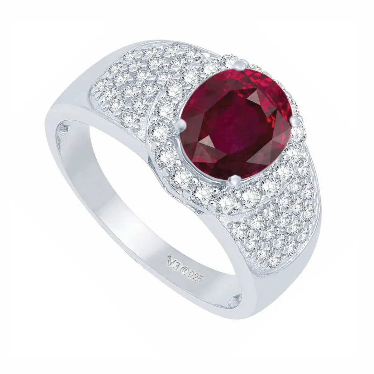 Sterling Silver Ruby and White Topaz Halo Ring sold by Zulily product image thumbnail 2