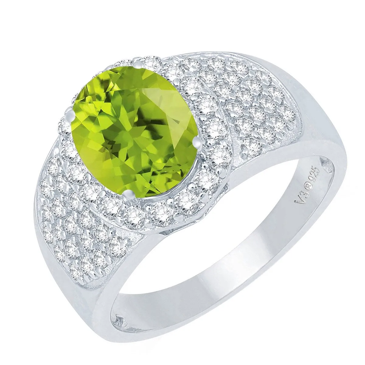 Sterling Silver Natural Peridot and White Topaz Halo Ring sold by Zulily product image thumbnail 2