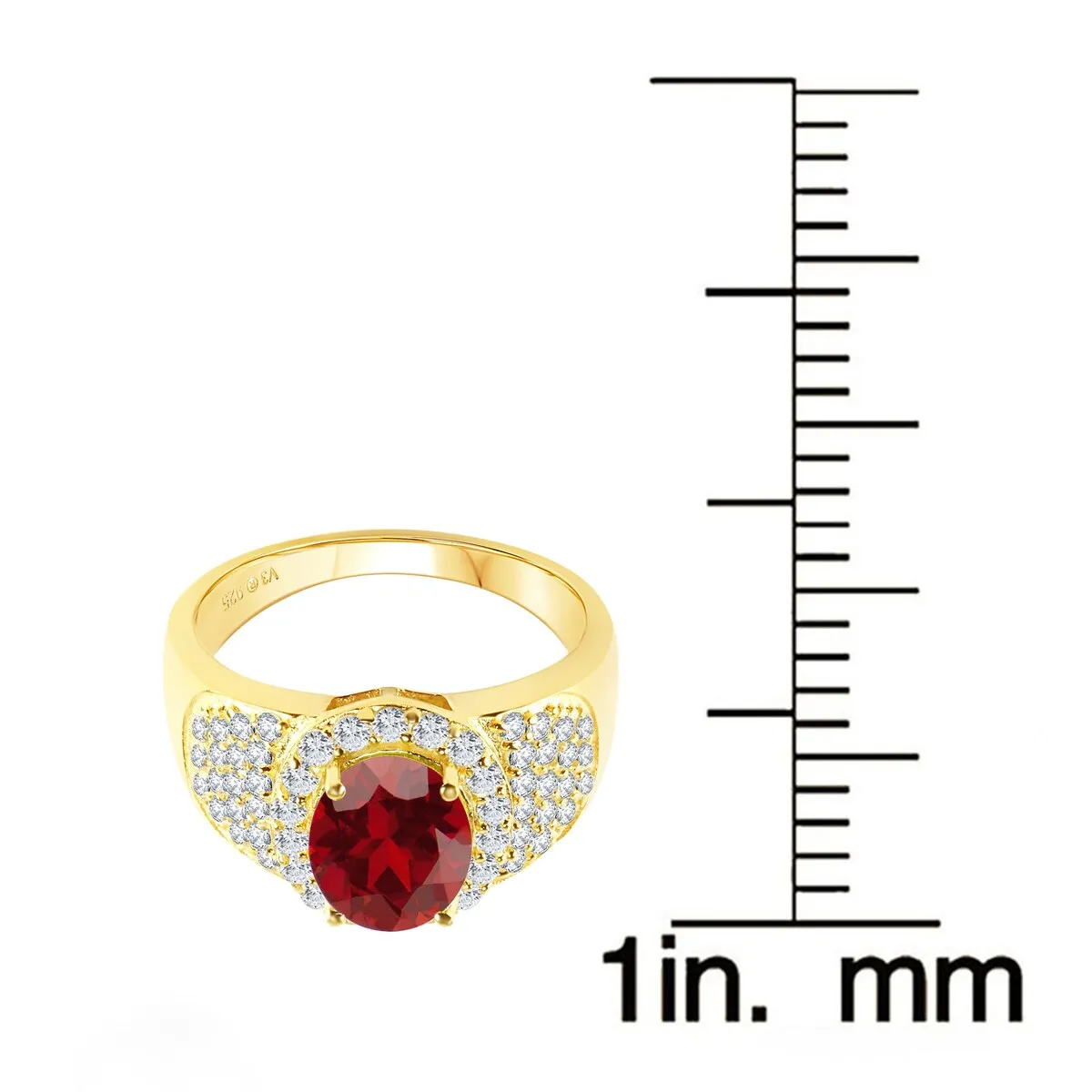 Gold Over Sterling Silver Natural Garnet and White Topaz Halo Ring sold by Zulily product image thumbnail 3