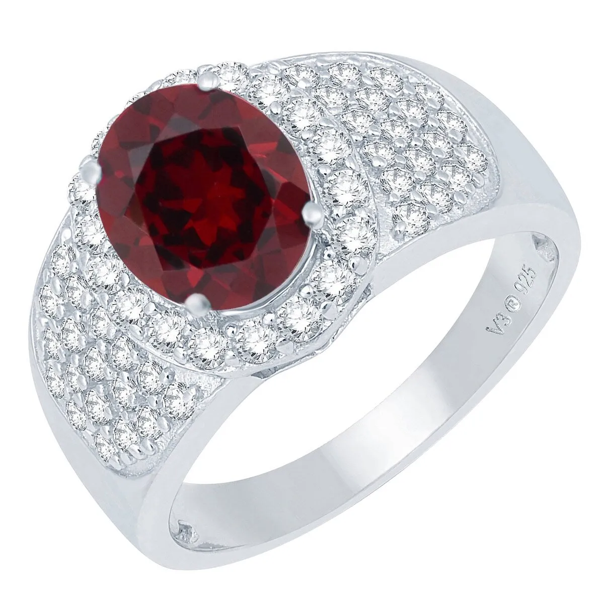 Gold Over Sterling Silver Natural Garnet and White Topaz Halo Ring sold by Zulily product image thumbnail 5