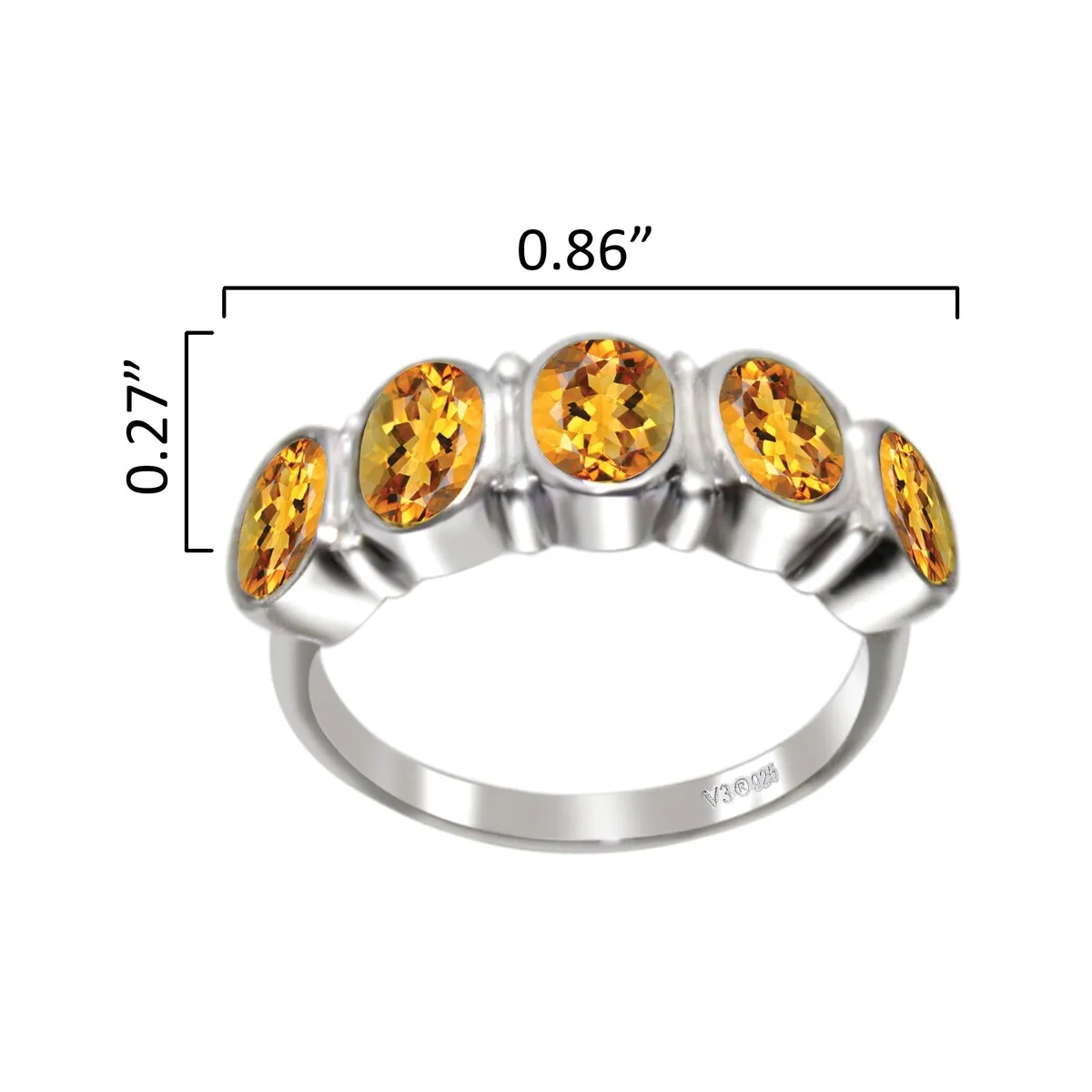 Sterling Silver 2.20Ct Natural Citrine Five Stone Ring sold by Zulily product image thumbnail 3