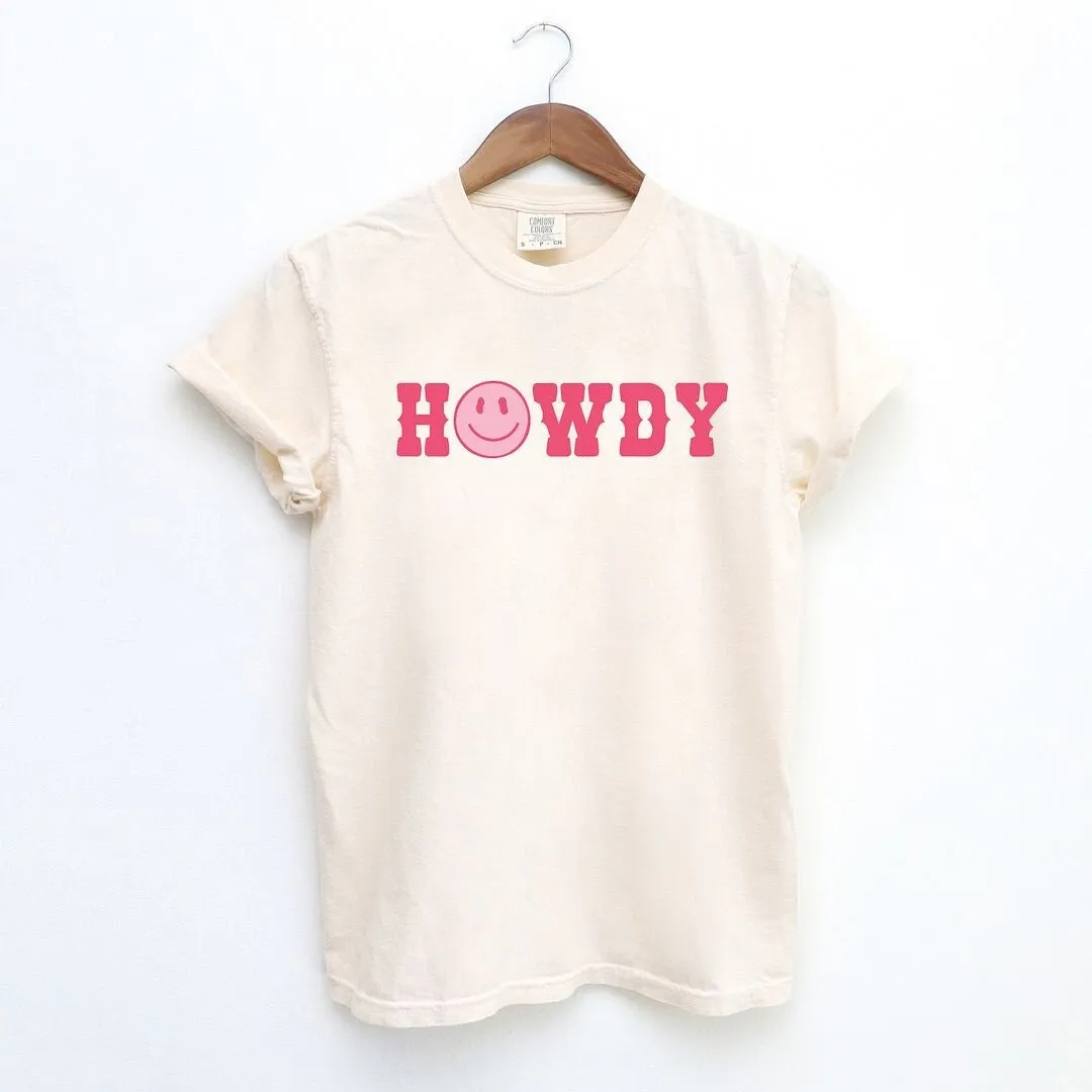 Howdy Smiley Face Garment Dyed Tee sold by Zulily