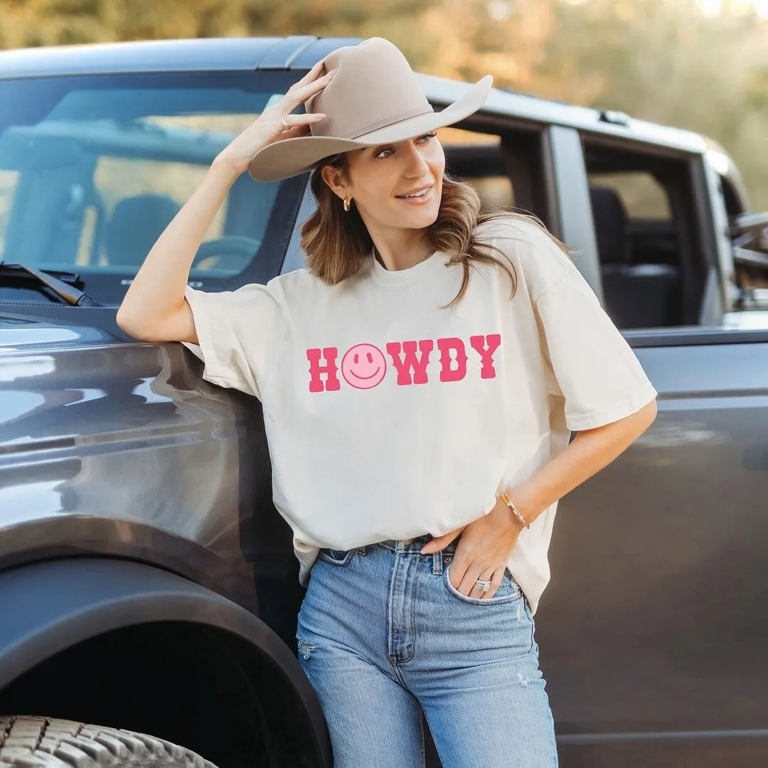 Howdy Smiley Face Garment Dyed Tee sold by Zulily product image thumbnail 2