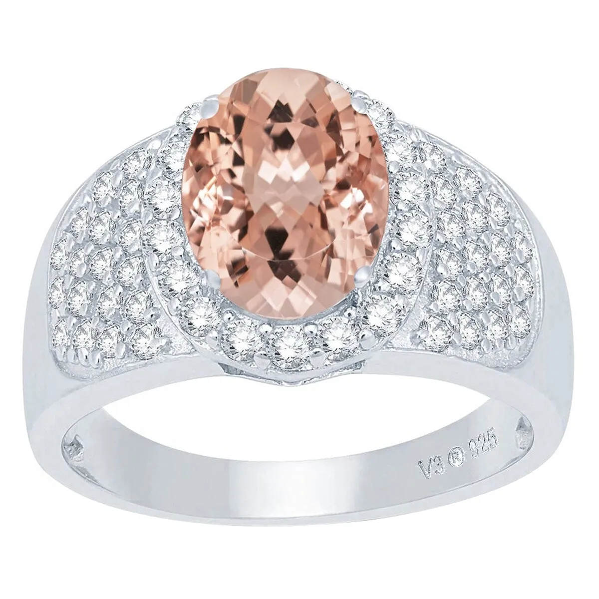 Sterling Silver 2.25ct Morganite and Natural White Topaz Halo Ring sold by Zulily