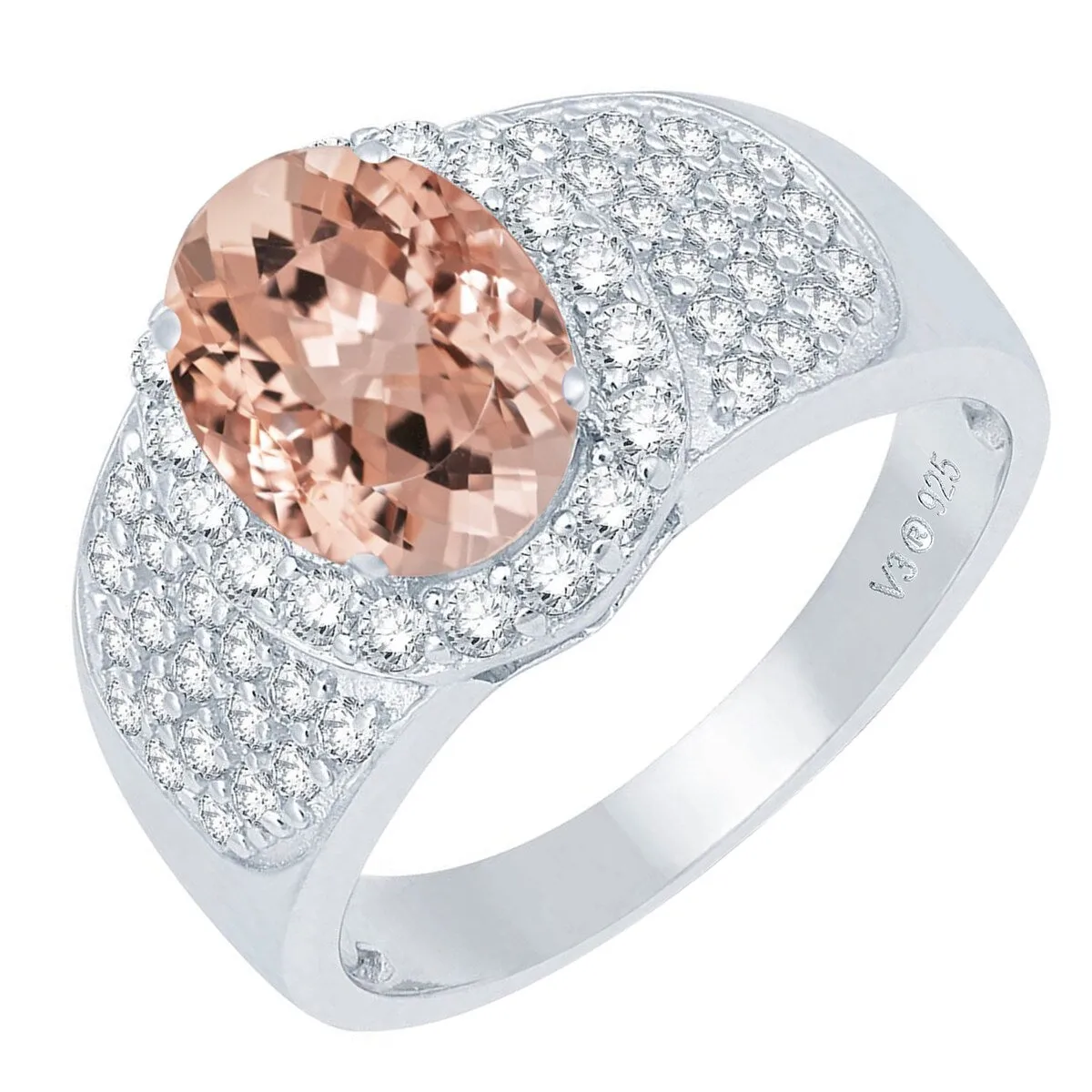 Sterling Silver 2.25ct Morganite and Natural White Topaz Halo Ring sold by Zulily product image thumbnail 2