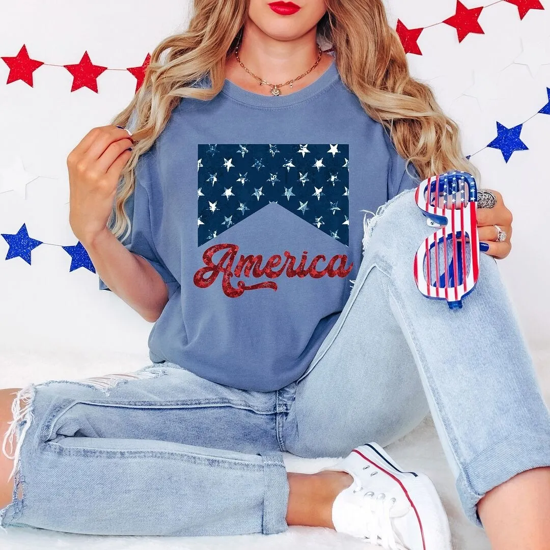 America Retro Cursive Garment Dyed Tee sold by Zulily product image thumbnail 2