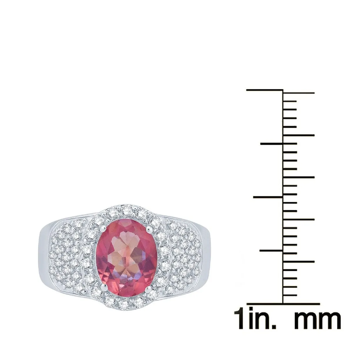 Sterling Silver 3.40Ct Pink Topaz and Natural White Topaz Halo Ring sold by Zulily product image thumbnail 3