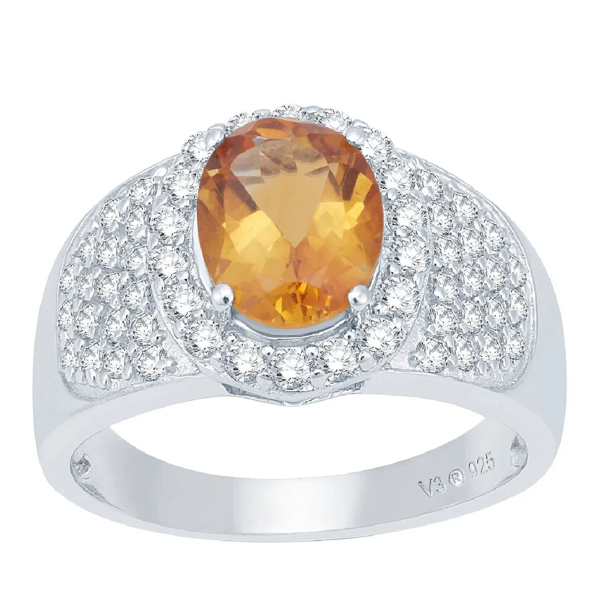 Sterling Silver Natural Citrine and White Topaz Halo Ring sold by Zulily
