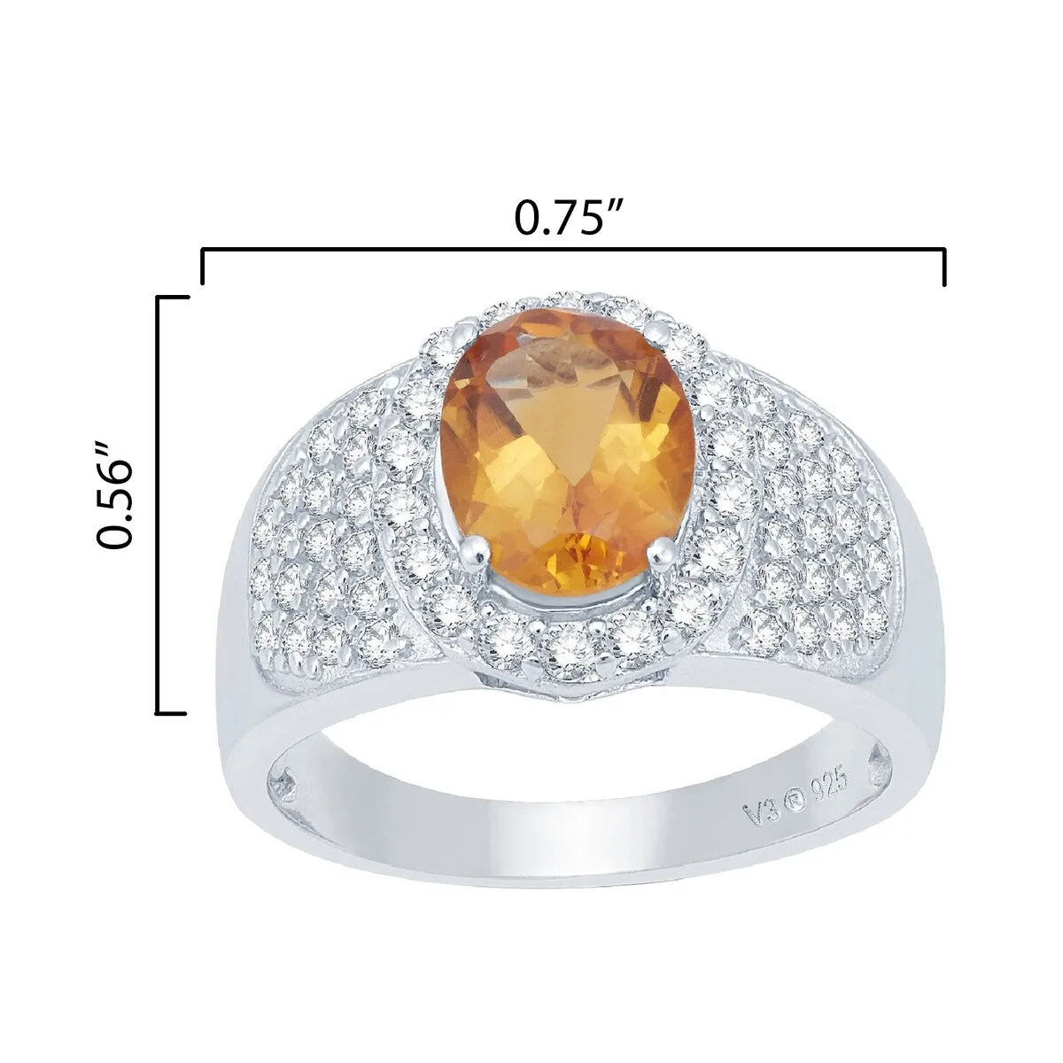 Sterling Silver Natural Citrine and White Topaz Halo Ring sold by Zulily product image thumbnail 3