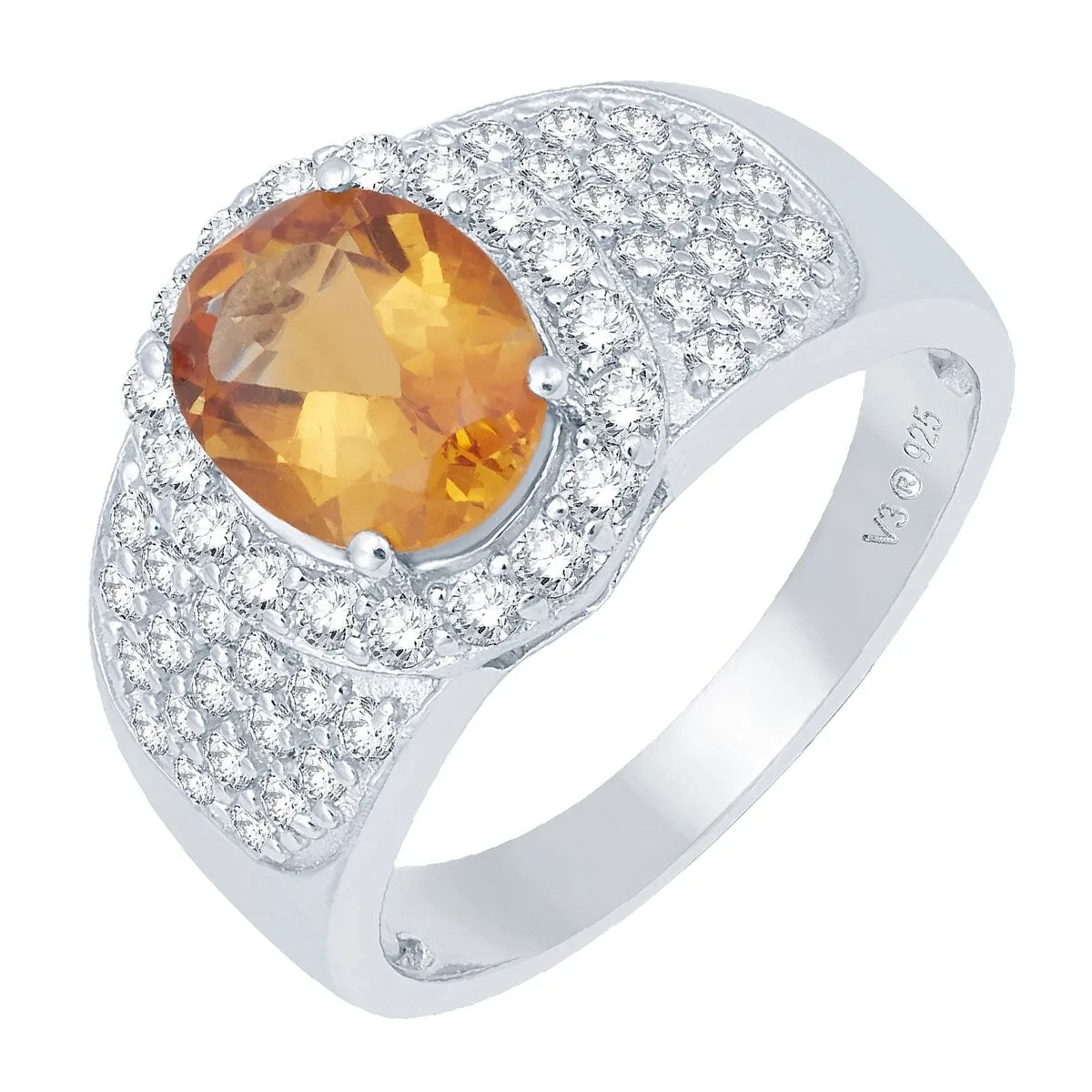 Sterling Silver Natural Citrine and White Topaz Halo Ring sold by Zulily product image thumbnail 2