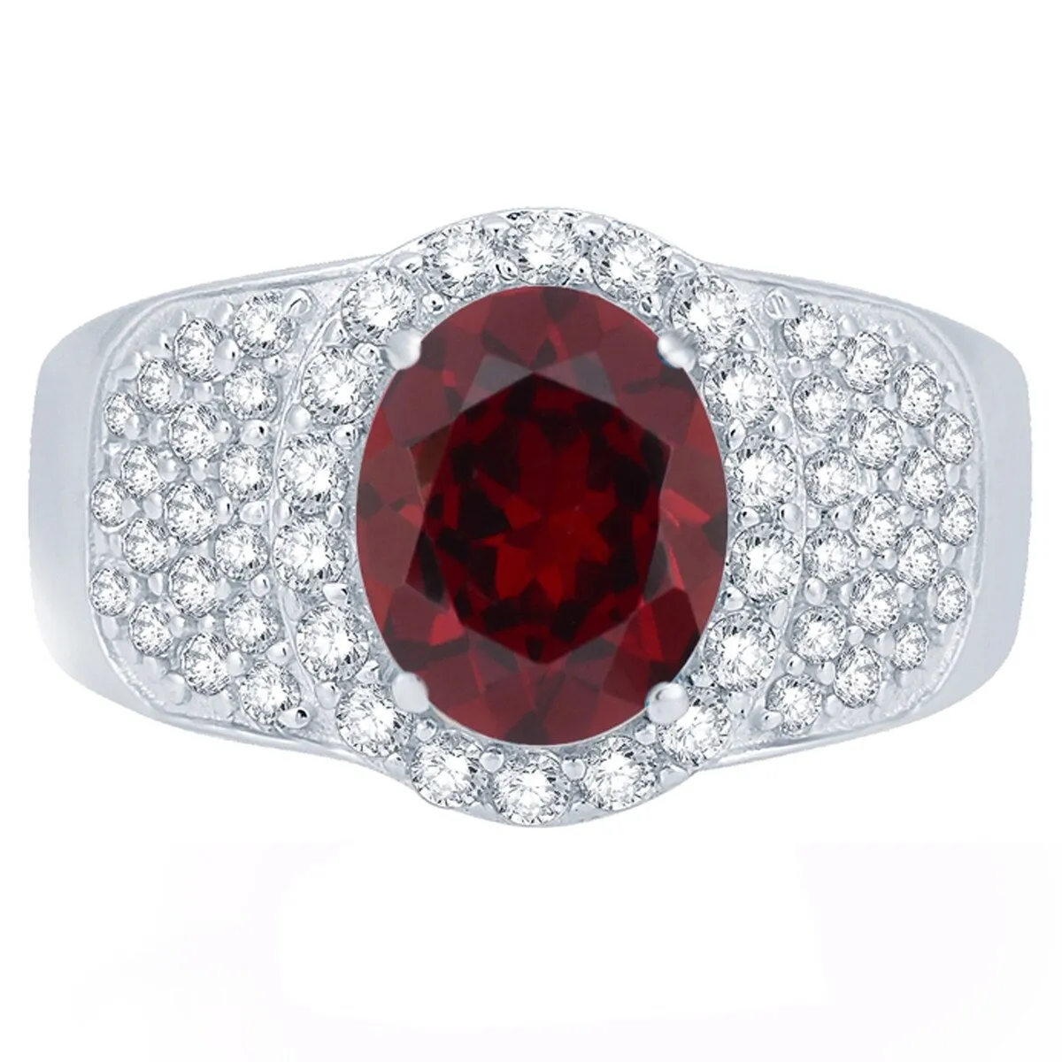 Sterling Silver Natural Garnet and White Topaz Halo Ring sold by Zulily product image thumbnail 3