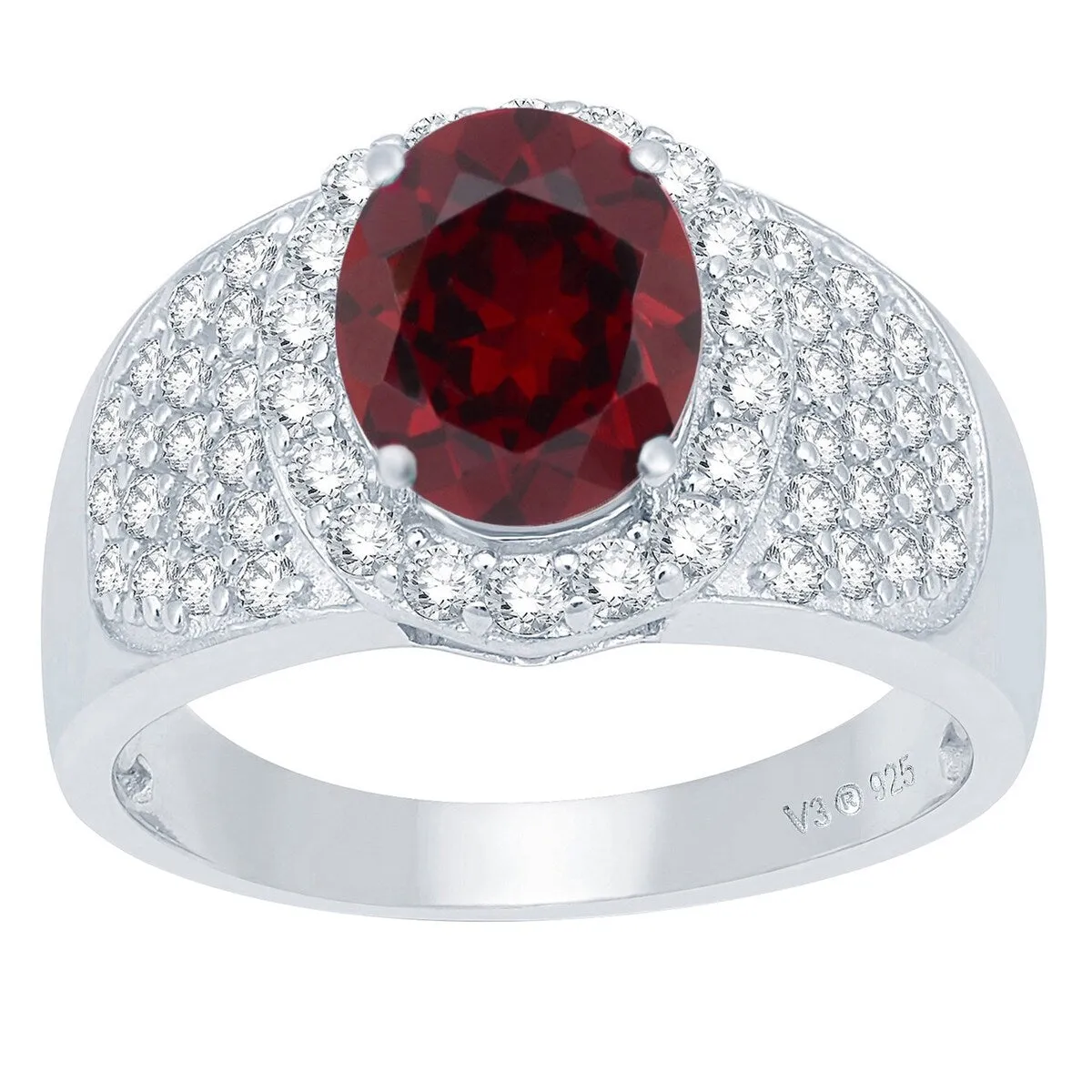 Sterling Silver Natural Garnet and White Topaz Halo Ring sold by Zulily