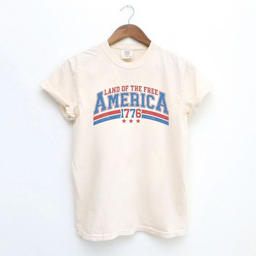 Land of the Free America Curved Garment Dyed Tee sold by Zulily