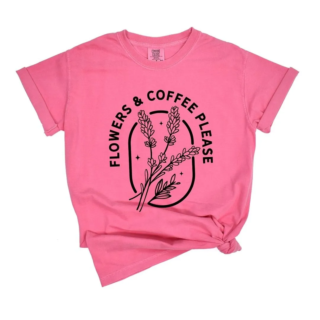 Flowers and Coffee Please Garment Dyed Tee sold by Zulily product image thumbnail 2