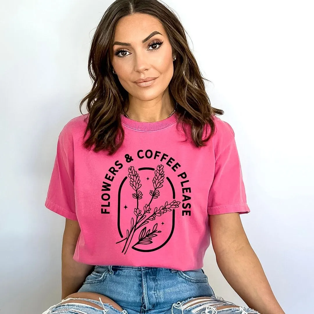 Flowers and Coffee Please Garment Dyed Tee sold by Zulily product image thumbnail 3