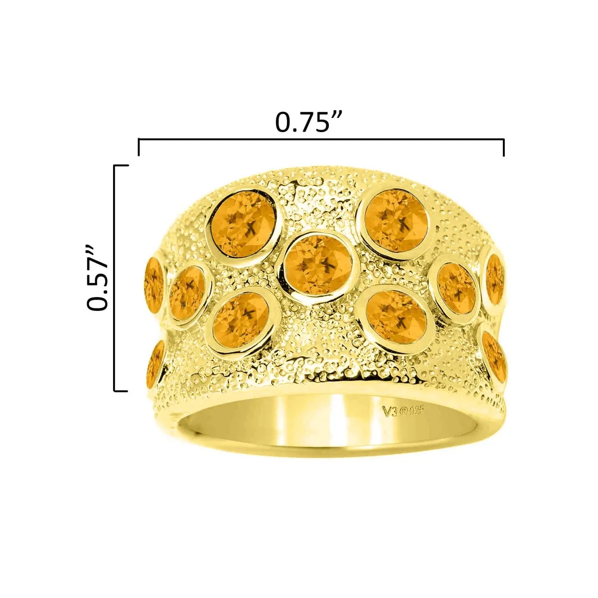 Sterling Silver 1.45Carat Natural Citrine Wide Band Ring sold by Zulily product image thumbnail 5