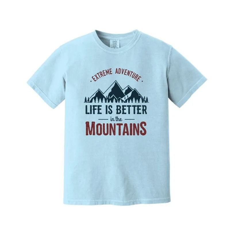 Life Is Better in the Mountains Colorful (Men's) Garment Dyed Tee sold by Zulily